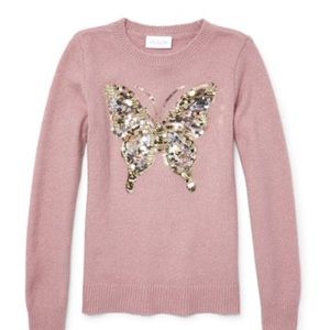 BLUSH PINK BUTTERFLY SWEATER (kid girls)